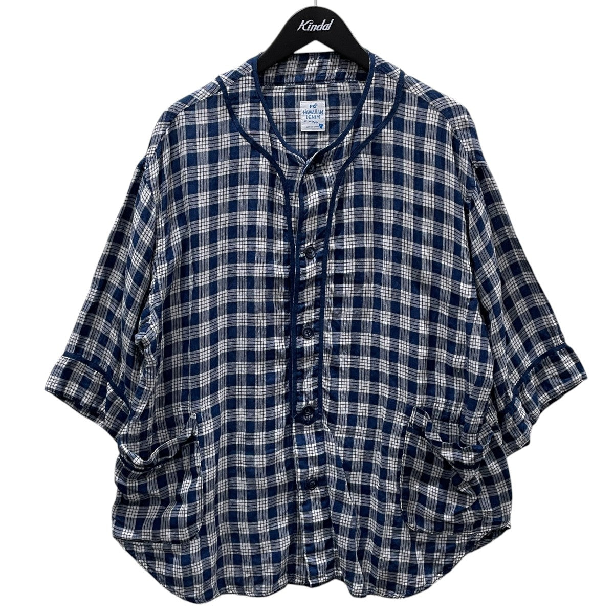 チェック柄リネン半袖シャツ LINEN PALAKA BASEBALL SHIRT リネン パラカ ベースボールシャツ