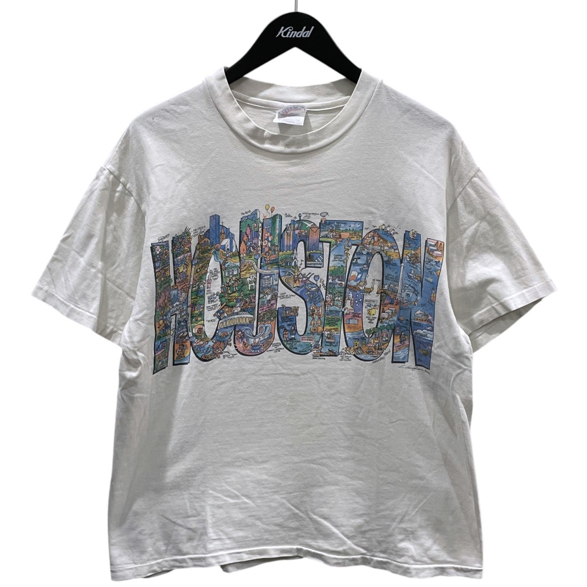 80〜90s テキサス州ヒューストン MAPプリントTシャツ Hanes BEEFY-T Houston Map Vintage T-Shirt