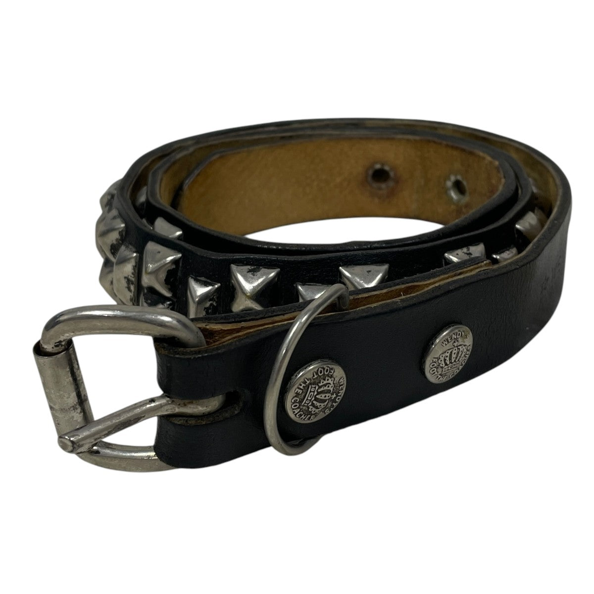 2連ピラミッドスタッズレザーベルト 2-ROW PYRAMID STUD BELT