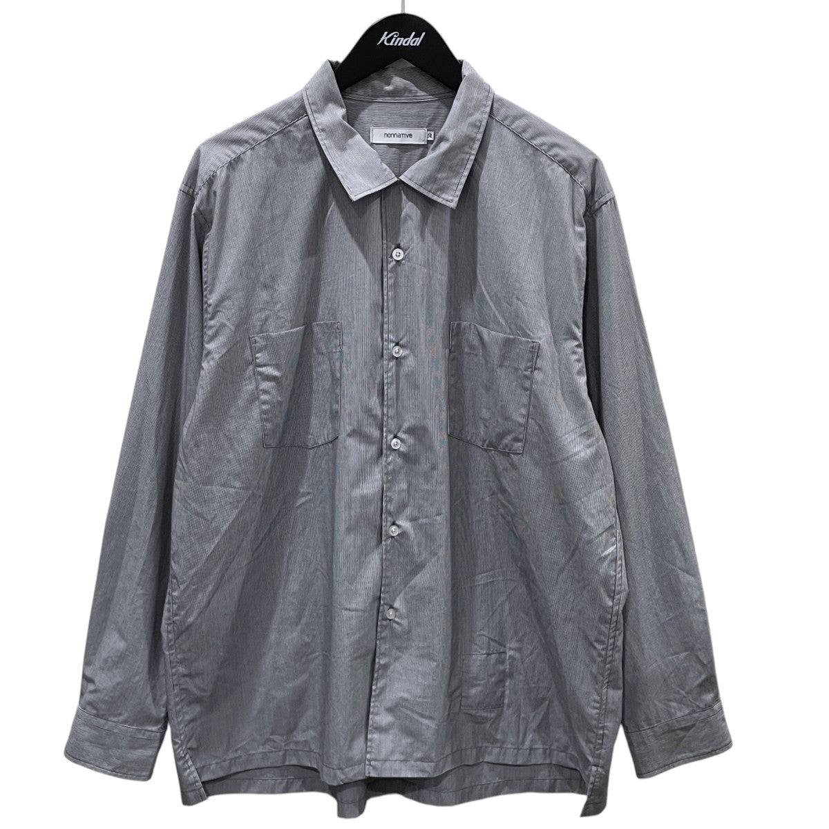 nonnative 26SS ストライプ柄シャツ VOYAGER L／S SHIRT P／R HAIRLINE STRIPE ボイジャー ロングスリーブシャツ ポリエステルレーヨン ヘアラインストライプ NN-S4810 古着・中古-1枚目のアイテム画像