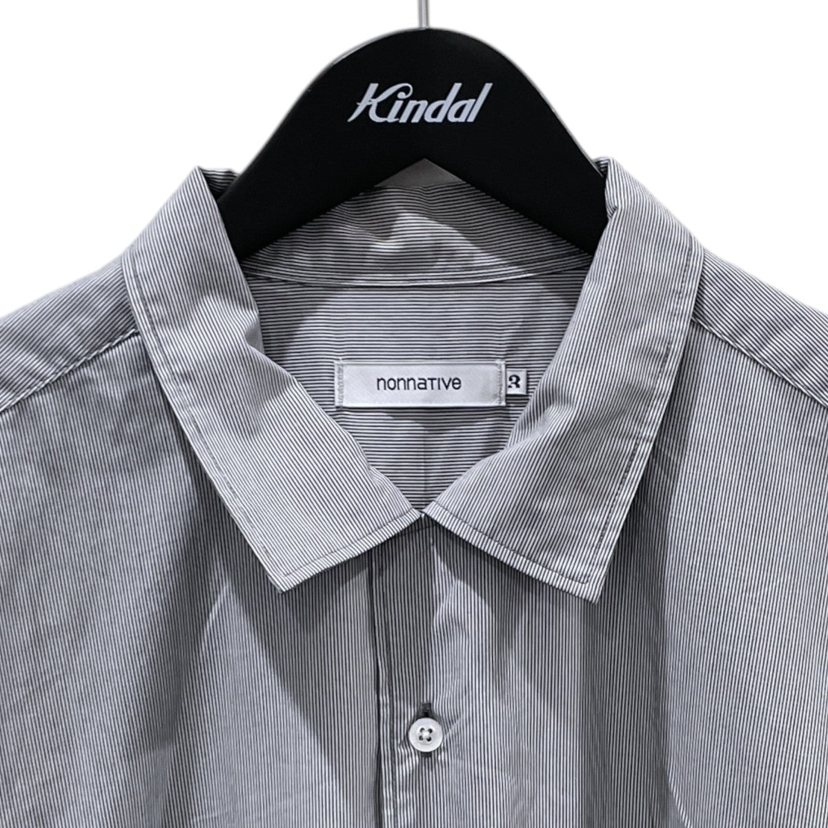 nonnative 26SS ストライプ柄シャツ VOYAGER L／S SHIRT P／R HAIRLINE STRIPE ボイジャー ロングスリーブシャツ ポリエステルレーヨン ヘアラインストライプ NN-S4810 古着・中古-3枚目のアイテム画像