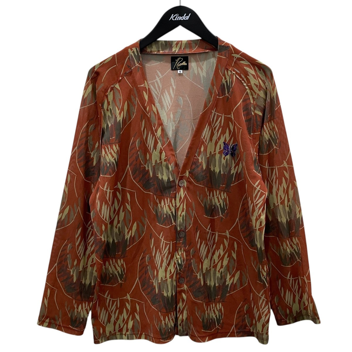 Needles 22SS メッシュカーディガン V Neck Cardigan - Poly Mesh ／ Pt． Vネックカーディガン - ポリメッシュ ／ プリント KP084 古着・中古-1枚目のアイテム画像