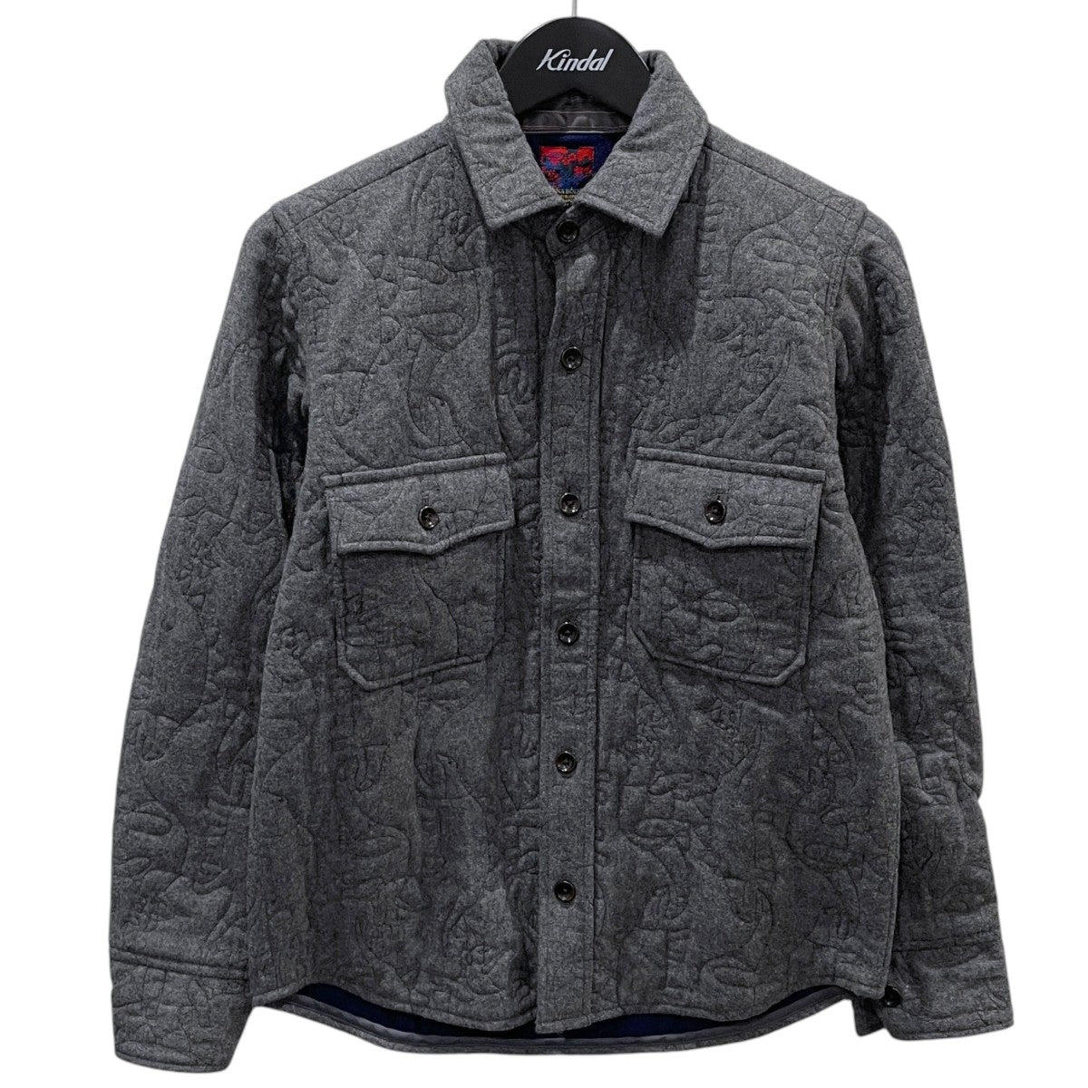 14AW 恐竜柄中綿キルティングシャツ ダイナソーキルトシャツ 5200