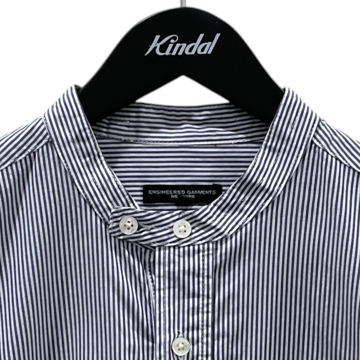 ストライプ柄プルオーバーシャツ Hairline Stripe Banded Collar Long Shirt ヘアラインストライプ バンデッドカラー ロングシャツ