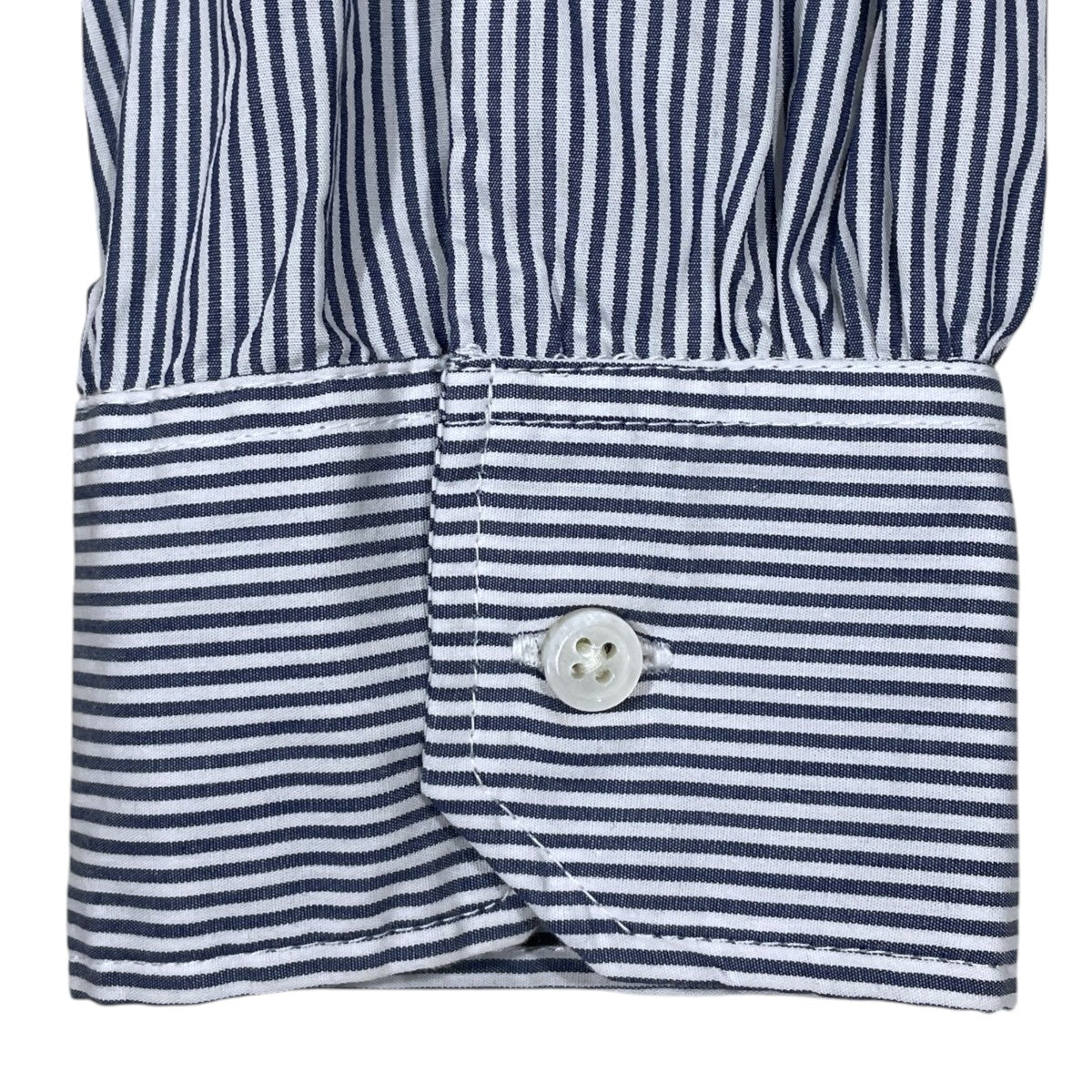 ストライプ柄プルオーバーシャツ Hairline Stripe Banded Collar Long Shirt ヘアラインストライプ バンデッドカラー ロングシャツ