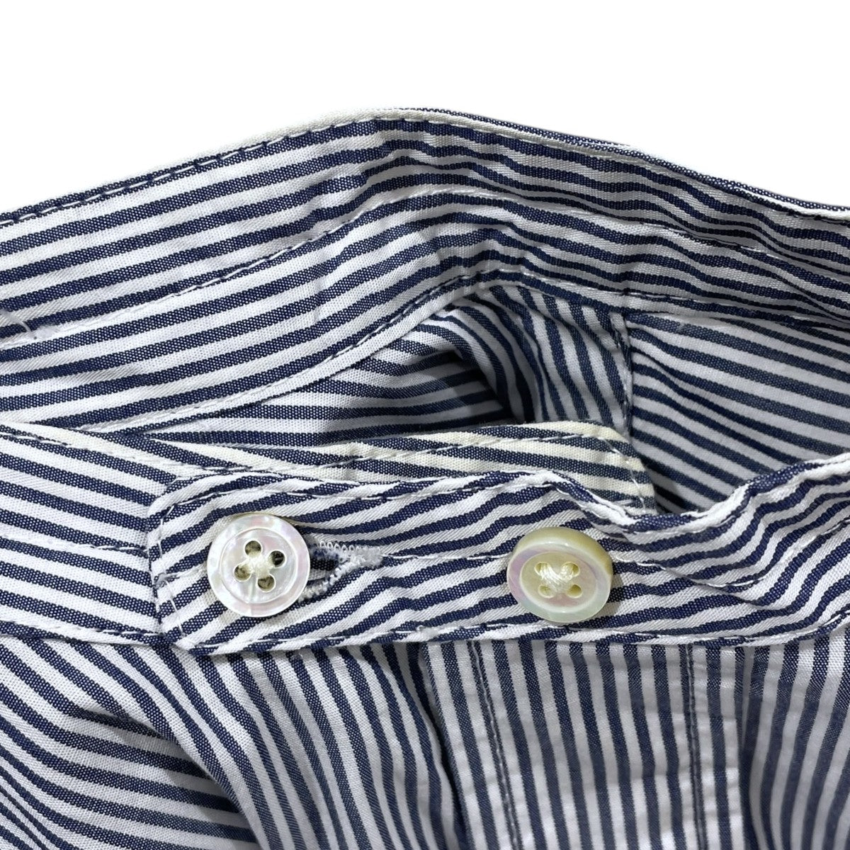 ストライプ柄プルオーバーシャツ Hairline Stripe Banded Collar Long Shirt ヘアラインストライプ バンデッドカラー ロングシャツ