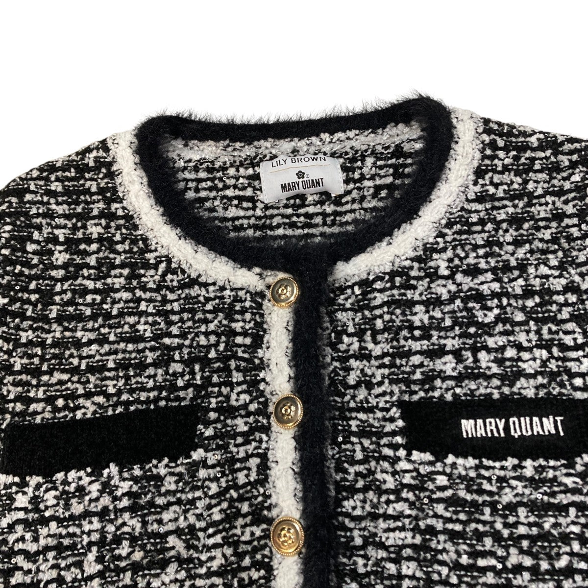 Lily Brown×MARY QUANT デイジー釦ツイードニットジャケットカーディガンLWND255030 古着・中古-3枚目のアイテム画像