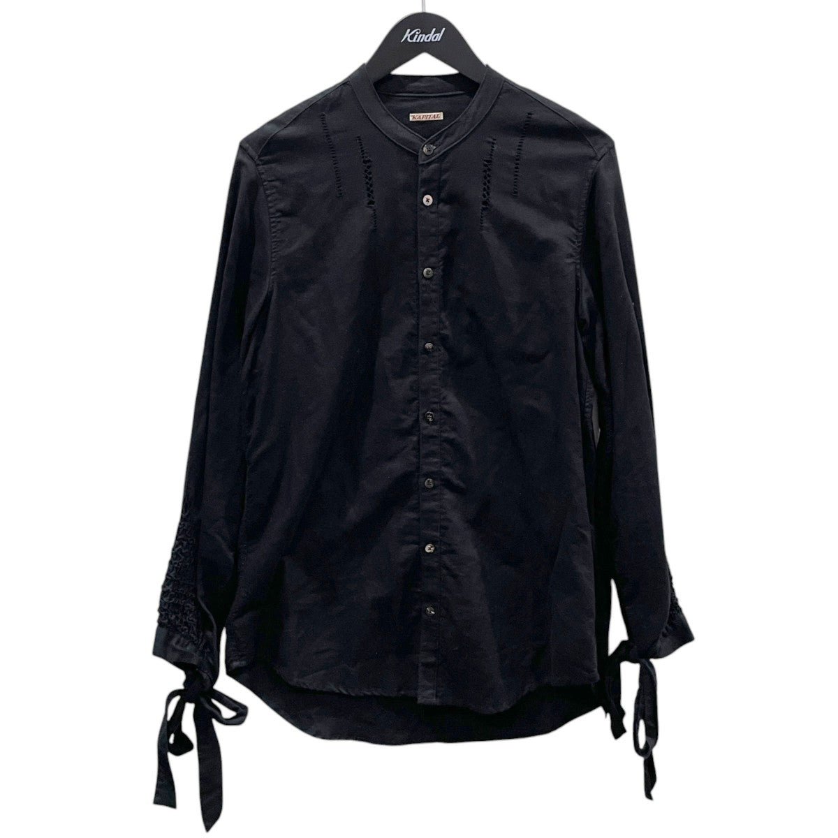 リボンスリーブバンドカラーシャツ Long Sleeves Shirt with Ribbons K1708LS029