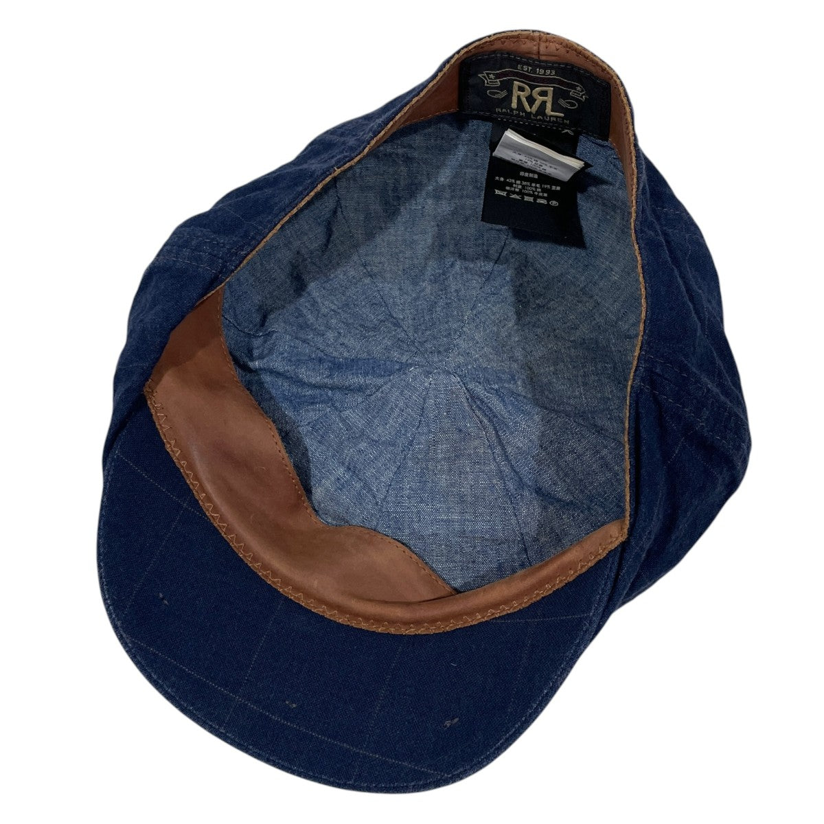 RRL チェック柄デニムキャスケット Windowpane Indigo Newsboy Cap ウインドペーン インディゴ ニュースボーイ キャップ 782832250001 古着・中古-6枚目のアイテム画像