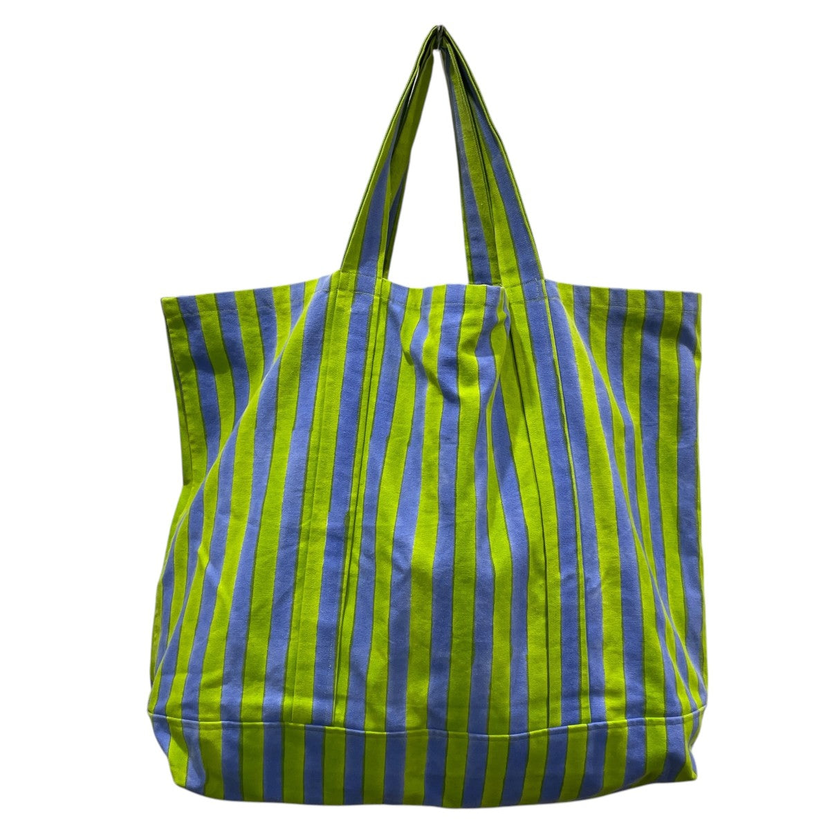 21SS ストライプ柄トートバッグ ブロックプリント（手捺染） OVERSIZE TOTE BAG オーバーサイズトートバッグ