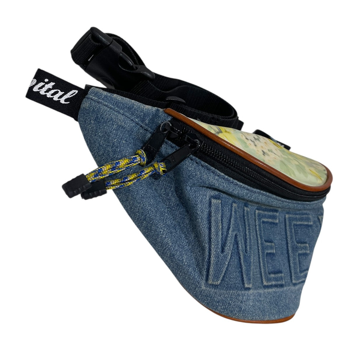 17AW ウエストバッグ 12oz ブロークンデニム×フラワーラミネート WEEDポーチ（小） K1709XB543