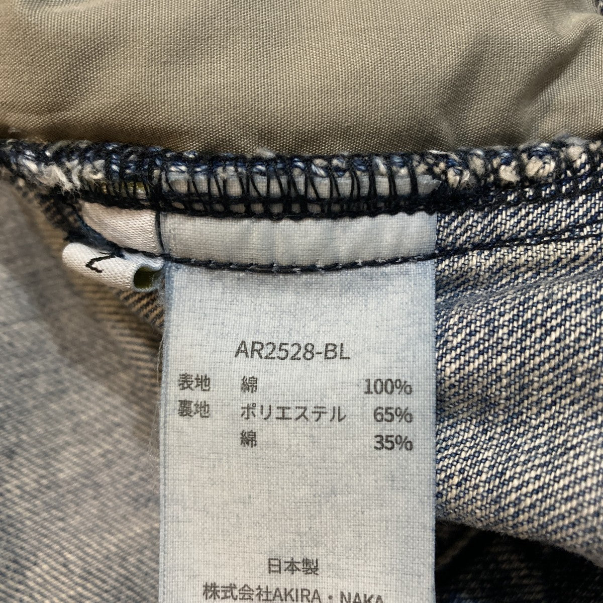 AKIRA NAKA ノーカラーウォッシュドデニムブルゾンデニムジャケットAR2528-BL 古着・中古-7枚目のアイテム画像
