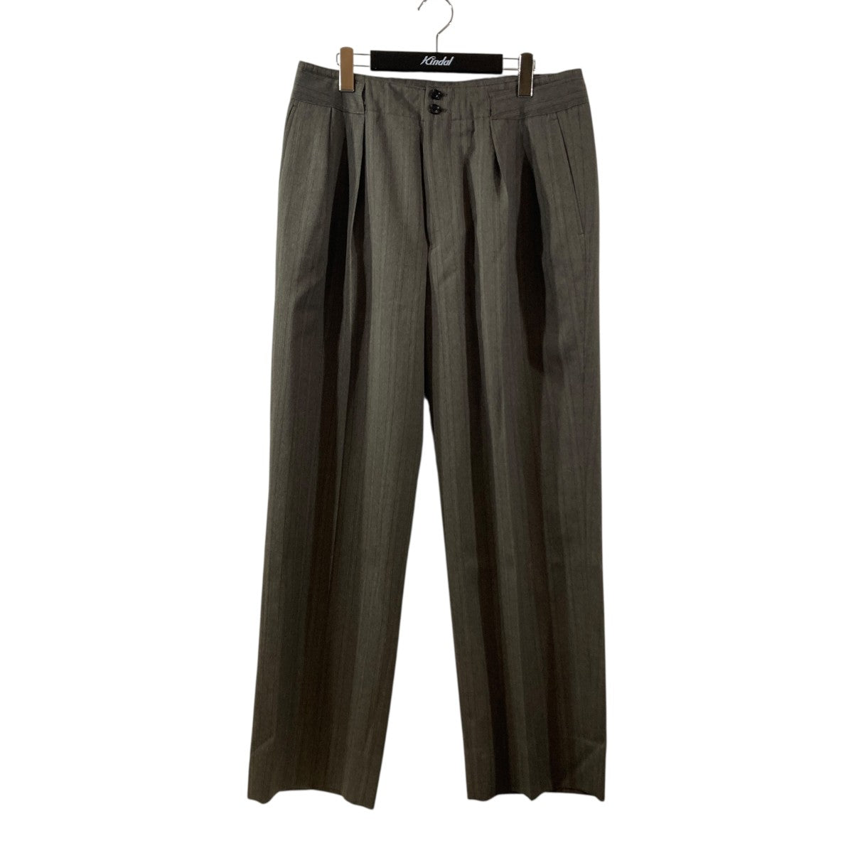 MELANGE HERRINGBONE STRIPE TUCKED TROUSERS タックトラウザーズパンツ UPT67-KC207-B