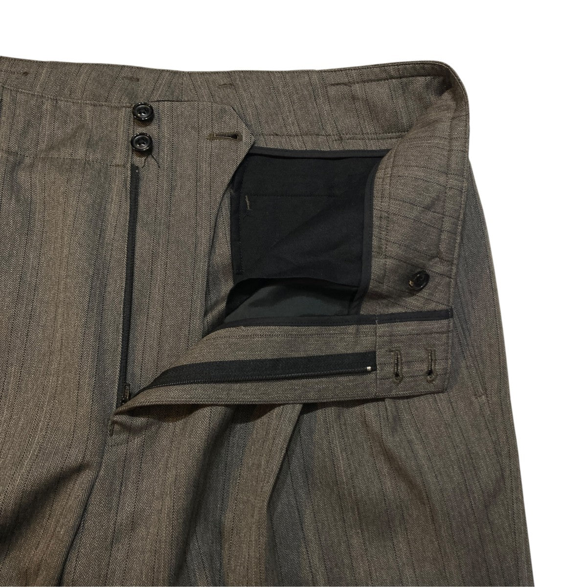 MELANGE HERRINGBONE STRIPE TUCKED TROUSERS タックトラウザーズパンツ UPT67-KC207-B