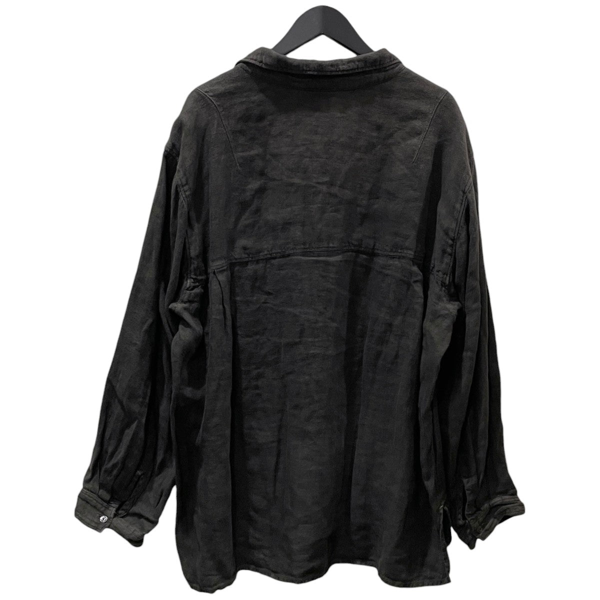 26AW 長袖リネンシャツ AGING LINEN CROSS-LINE SHIRT エイジングリネンクロスラインシャツ ANC-SH113-B
