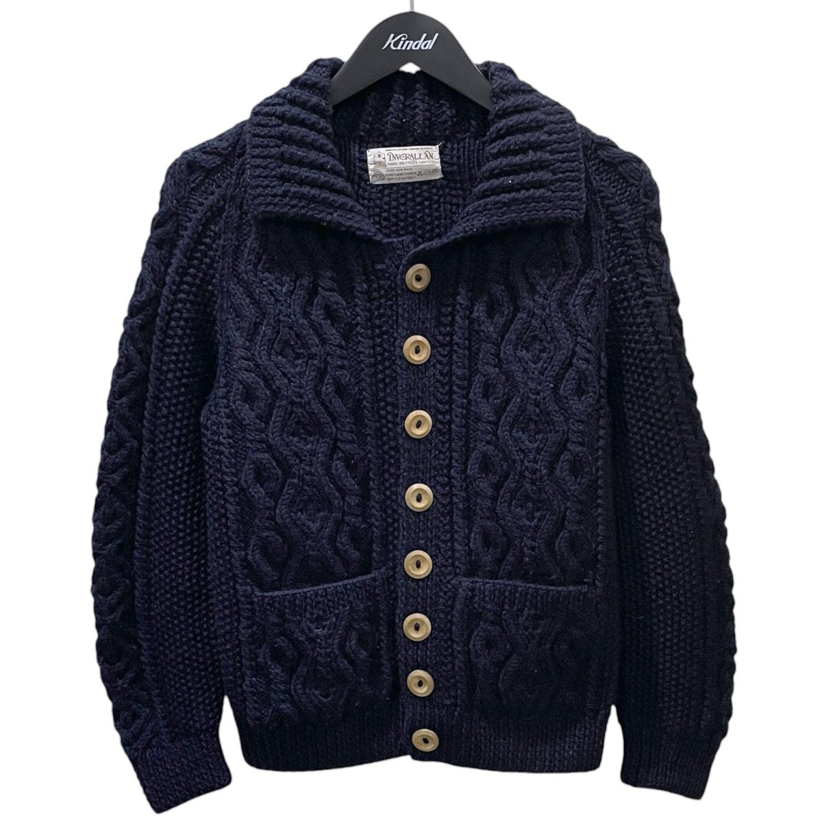 INVERALLAN ケーブルニットカーディガン 3A LUMBER CARDIGAN 3Aランバーカーディガン 茶タグ 古着・中古-1枚目のアイテム画像