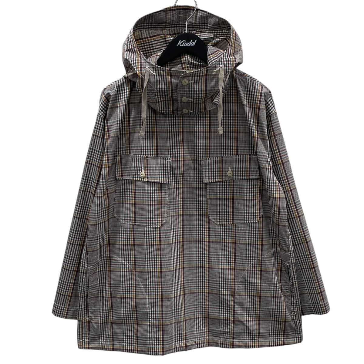 グレンチェック柄プルオーバーフーデッドシャツ Cagoule Shirt - Polyester Rayon Glen Plaid カグールシャツ ポリエステルレーヨン グレンプレイド