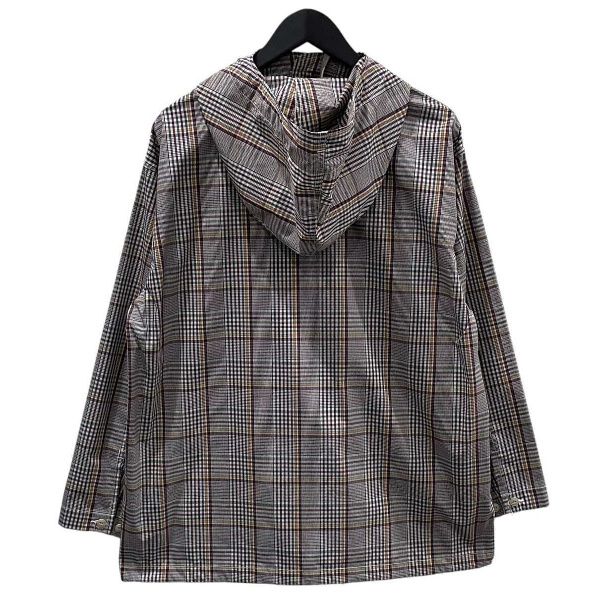 グレンチェック柄プルオーバーフーデッドシャツ Cagoule Shirt - Polyester Rayon Glen Plaid カグールシャツ ポリエステルレーヨン グレンプレイド