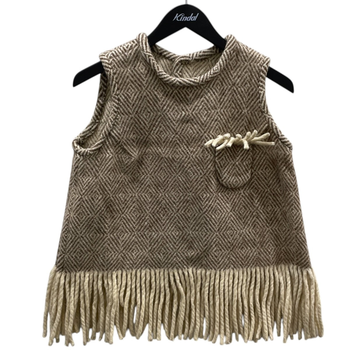 ウールジオメトリックフリンジニットベスト WOOL GEOMETRIC FRINGE KNIT VEST