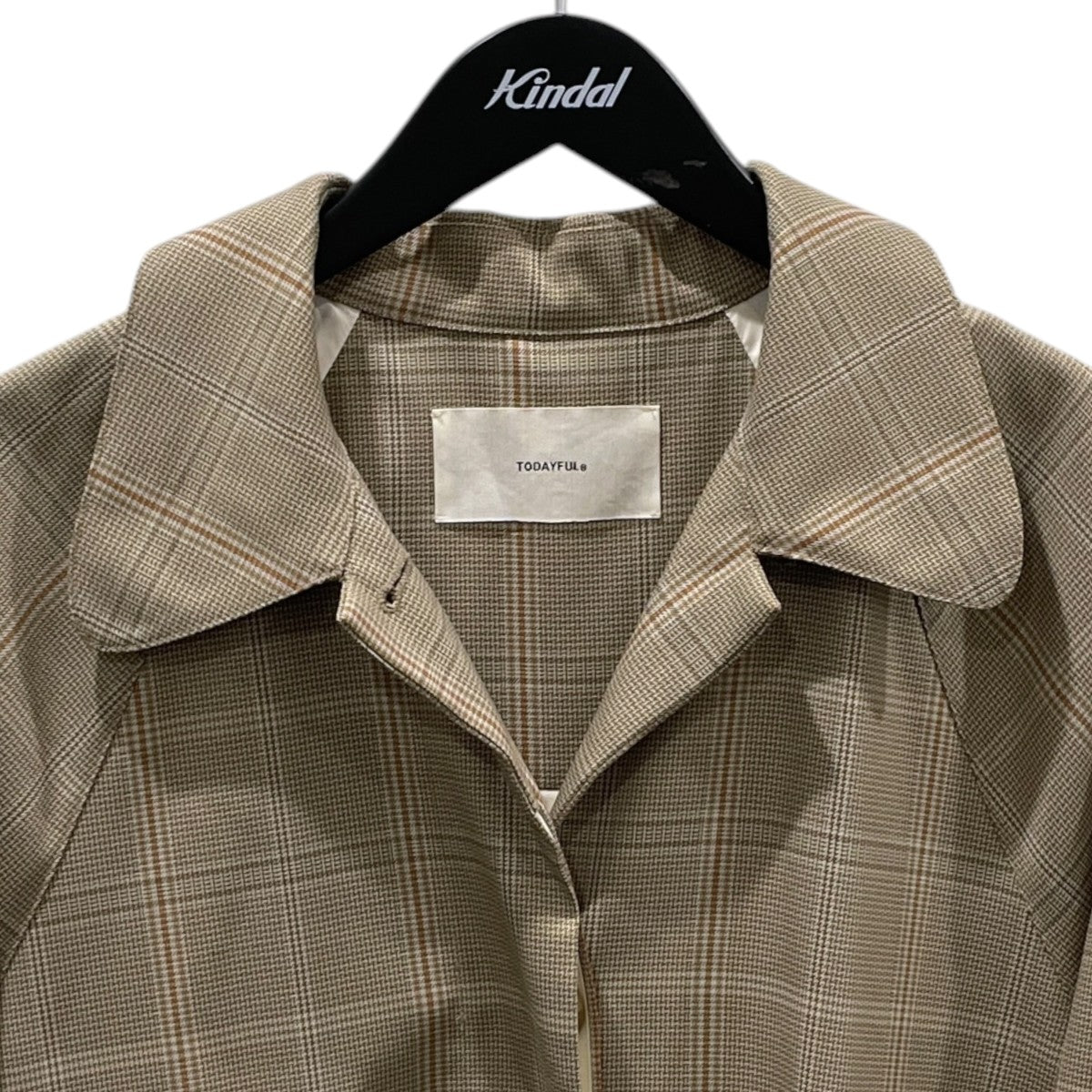 21SS グレンチェック柄ステンカラーツイルコート Soutiencollar Twill Coat 12110004