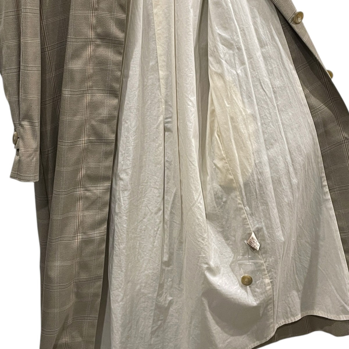 21SS グレンチェック柄ステンカラーツイルコート Soutiencollar Twill Coat 12110004