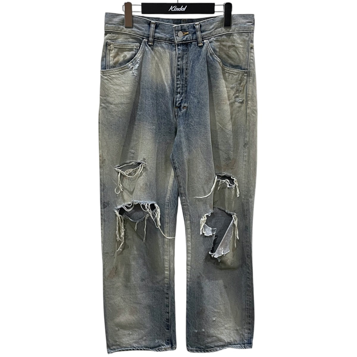 23AW 加工デニムパンツ AGING CRASH SELVEDGE DENIM STRAIGHT 5P PANTS ANC-PT35-B