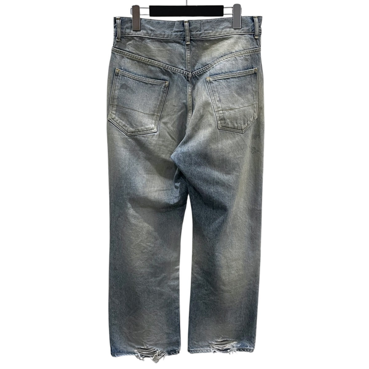 23AW 加工デニムパンツ AGING CRASH SELVEDGE DENIM STRAIGHT 5P PANTS ANC-PT35-B