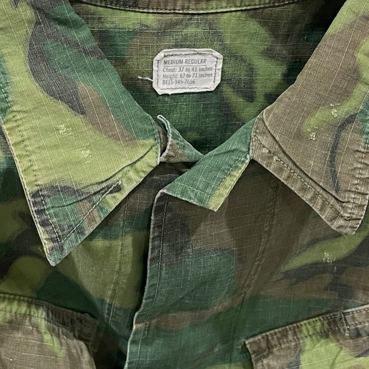 US ARMY カモフラ柄ミリタリージャケット COAT， MAN’S， CAMOUFLAGE COTTON W／R POPLIN RIP-STOP CLASS 2 8415-945-7656 古着・中古-5枚目のアイテム画像