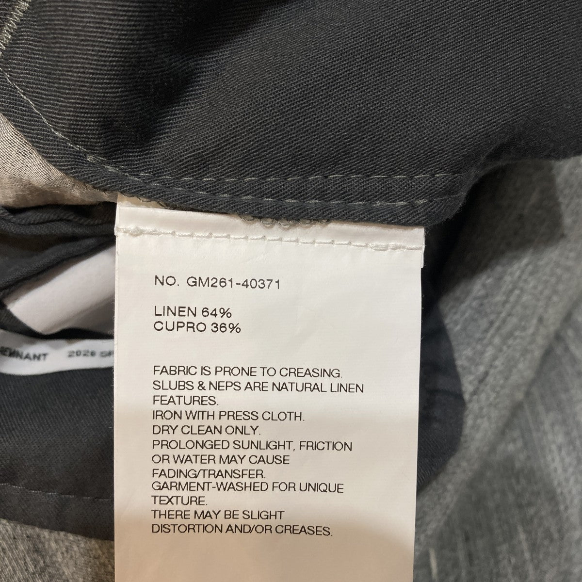 Graphpaper 26SSLinen Cupro Back Satin Belted Pants1タックリネンパンツGM261-40371 古着・中古-7枚目のアイテム画像