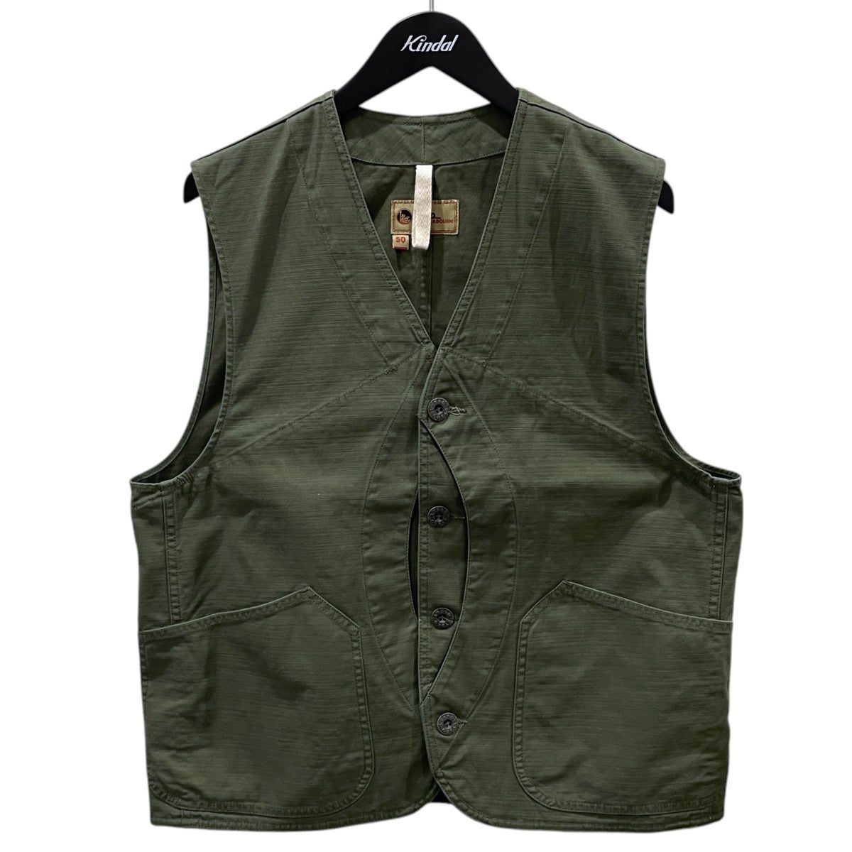 NIGEL CABOURN 26SS コットンベスト V01 WORK SUIT VEST - SLUB SATEEN ブイゼロワン ワークスーツベスト - スラブサテン 8052-13-70030 古着・中古-1枚目のアイテム画像