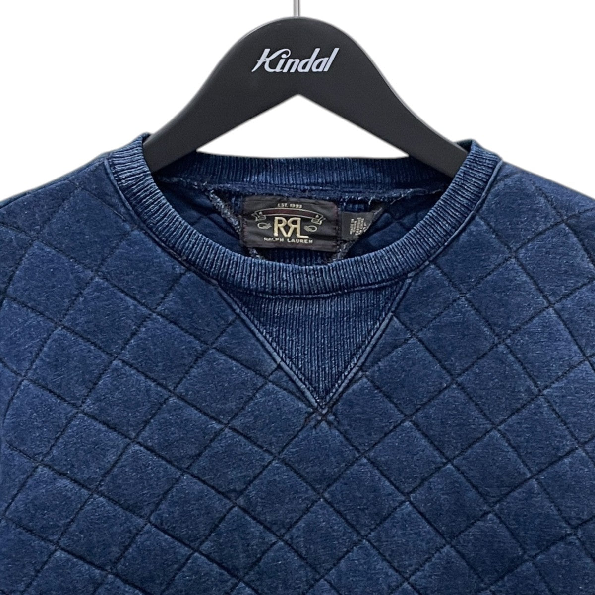 インディゴ染め キルティングスウェットトレーナー Quilted Indigo Cotton Crewneck ルテッドインディゴコットンクルーネック 782758388001