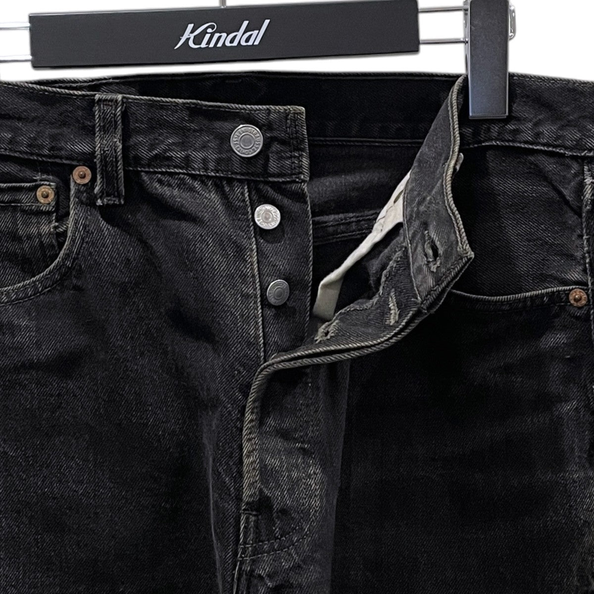 90s デニムパンツ 501 Original Straight ／ Black Denim (Garment Dyed) MADE IN USA ボタン裏552 501-0185