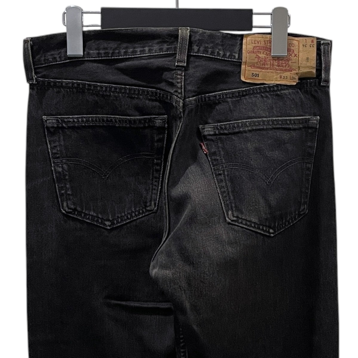 90s デニムパンツ 501 Original Straight ／ Black Denim (Garment Dyed) MADE IN USA ボタン裏552 501-0185