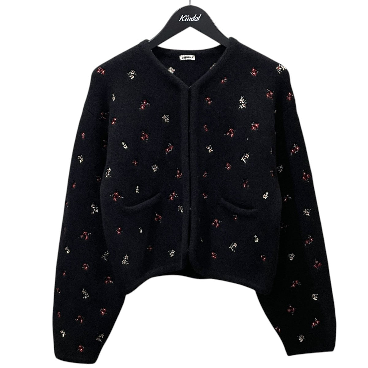 CREDONA 25AW フラワー エンブロイダリー ニットジャケット FLOWER EMBROIDERY KNIT JACKET 1425511389-0 古着・中古-1枚目のアイテム画像