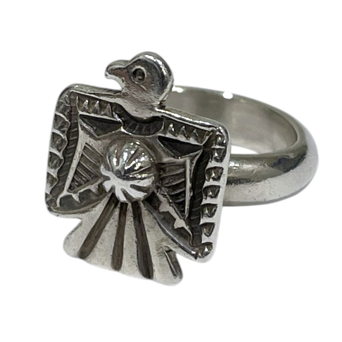 インディアンジュエリー サンダーバード スタンプワーク リング Thunderbird Stamp Work Ring Darrell Cadman ダレル・キャドマン ナバホ族 古着・中古-1枚目のアイテム画像