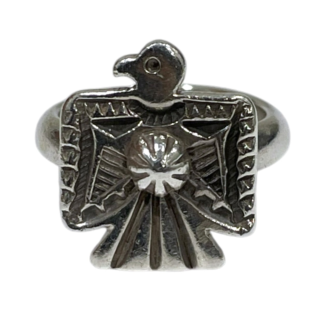 インディアンジュエリー サンダーバード スタンプワーク リング Thunderbird Stamp Work Ring Darrell Cadman ダレル・キャドマン ナバホ族 古着・中古-2枚目のアイテム画像