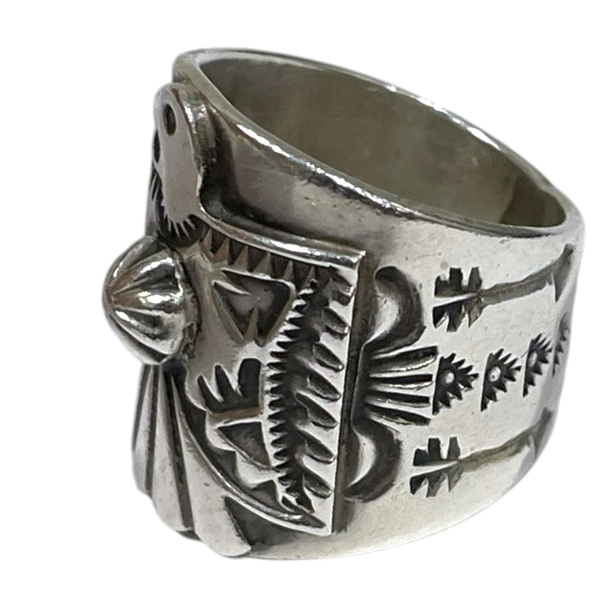 インディアンジュエリー サンダーバード アロースタンプワーク リング Thunderbird Arrow Stamp Work Ring Darrell Cadman ダレル・キャドマン ナバホ族 古着・中古-3枚目のアイテム画像