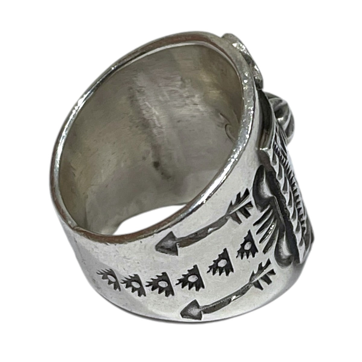 インディアンジュエリー サンダーバード アロースタンプワーク リング Thunderbird Arrow Stamp Work Ring Darrell Cadman ダレル・キャドマン ナバホ族 古着・中古-5枚目のアイテム画像