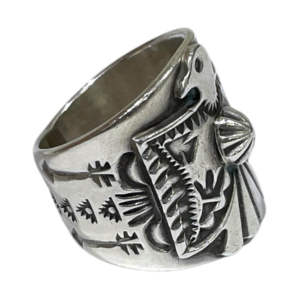 インディアンジュエリー サンダーバード アロースタンプワーク リング Thunderbird Arrow Stamp Work Ring Darrell Cadman ダレル・キャドマン ナバホ族 古着・中古-6枚目のアイテム画像