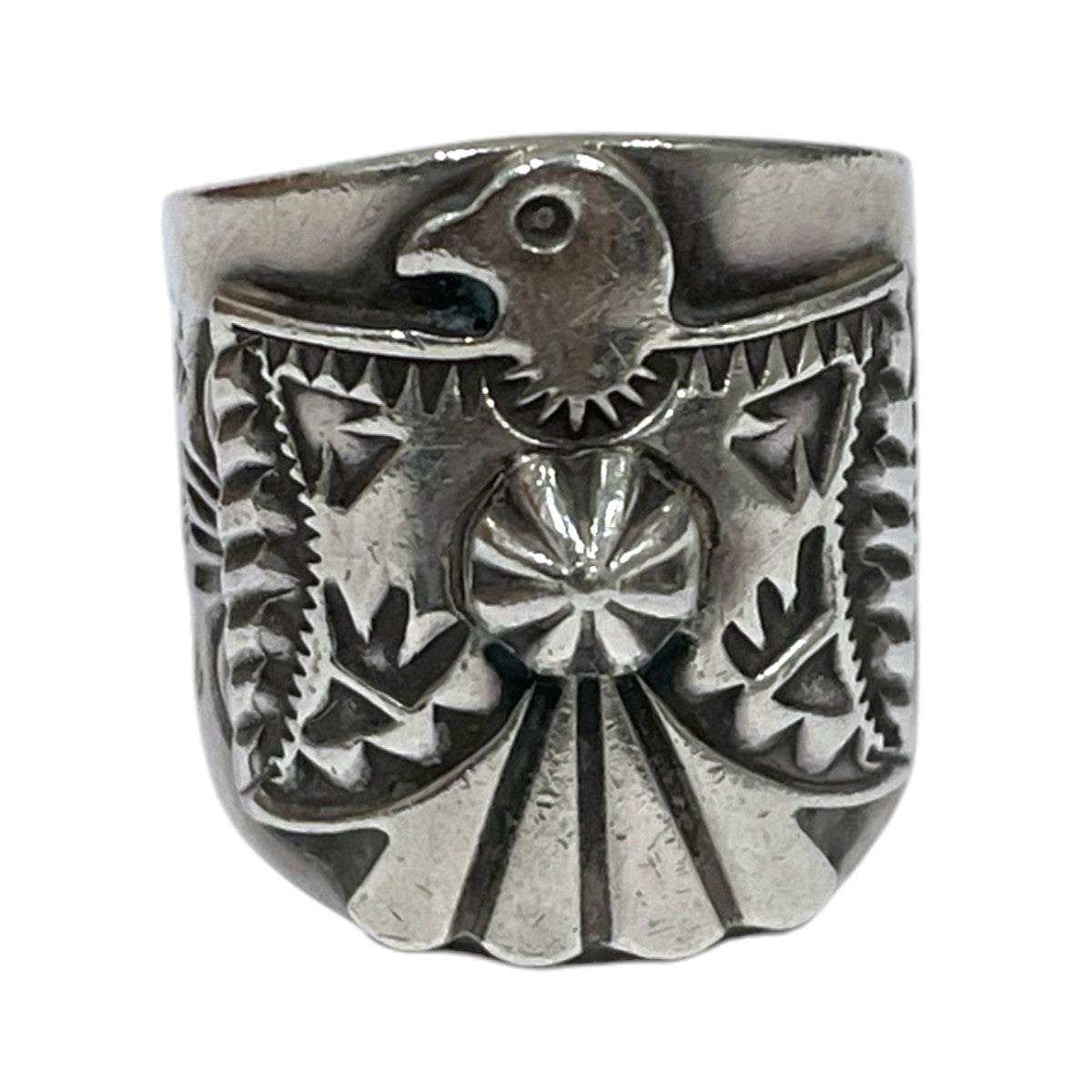 インディアンジュエリー サンダーバード アロースタンプワーク リング Thunderbird Arrow Stamp Work Ring Darrell Cadman ダレル・キャドマン ナバホ族 古着・中古-7枚目のアイテム画像