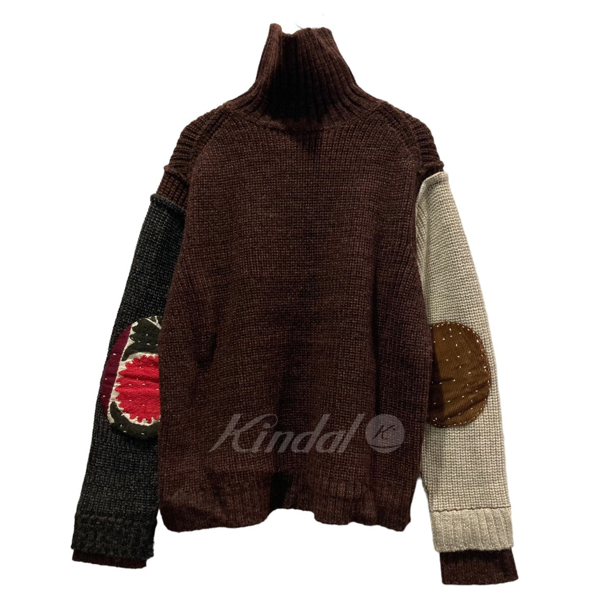 22AW「Suzani patchwork knit」エルボーパッチタートルネックニット