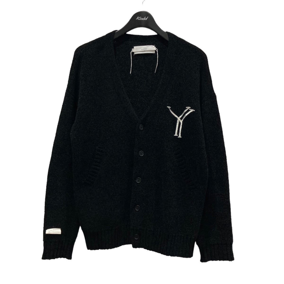 「Y LOGO CARDIGAN」モールニットカーディガン