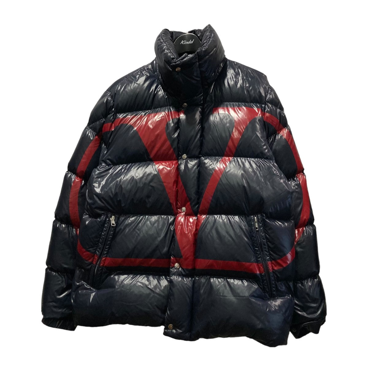 V Logo Navy Rosso Mens Down Jacketダウンジャケット