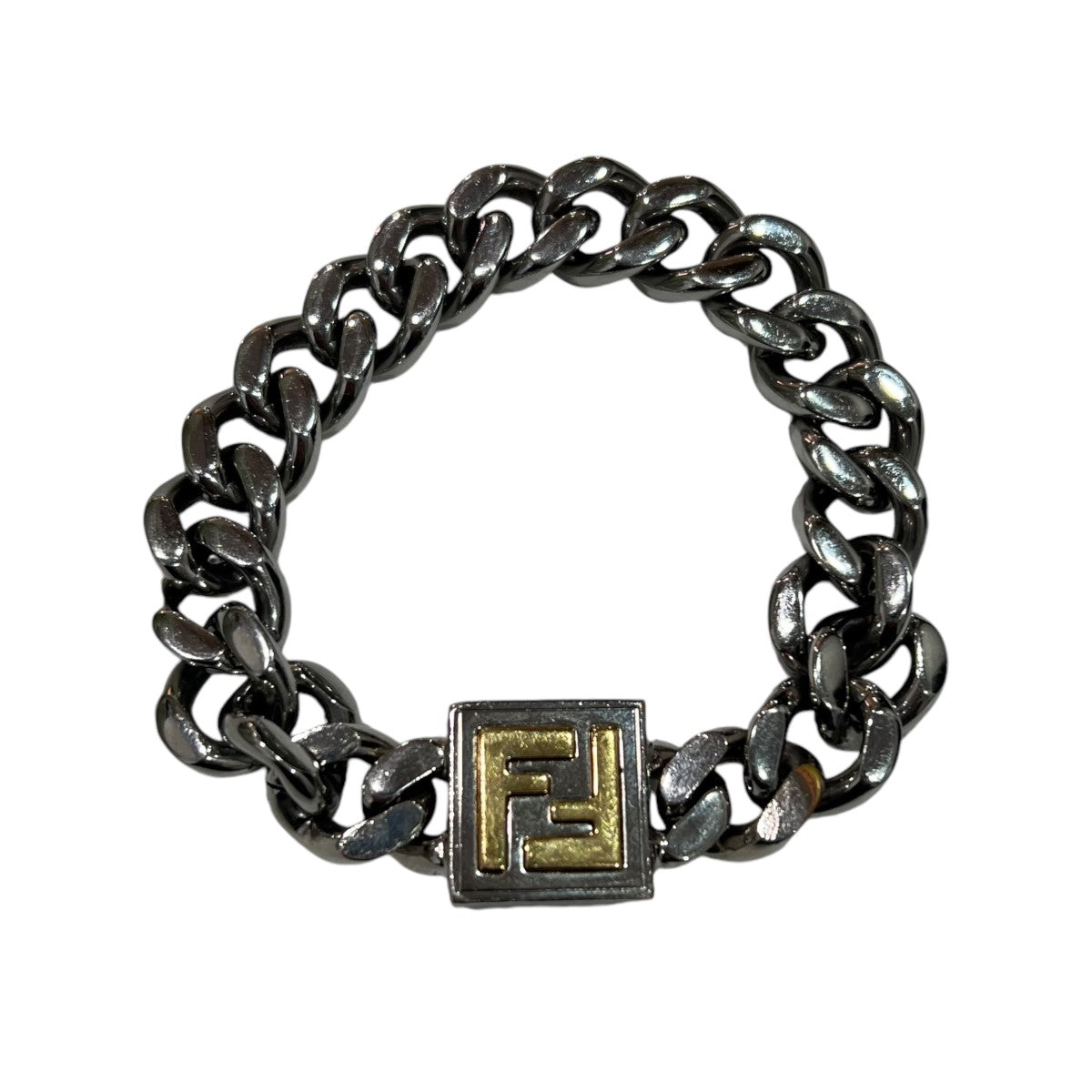【超美品⭐︎】フェンディ　ロゴブレスレット FENDI(フェンディ) FFロゴレザーブレスレット ブラック サイズ