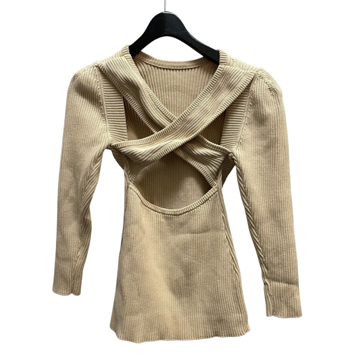 RIB KNIT TOP肩パット付きバックオープンニットTP02-XN208