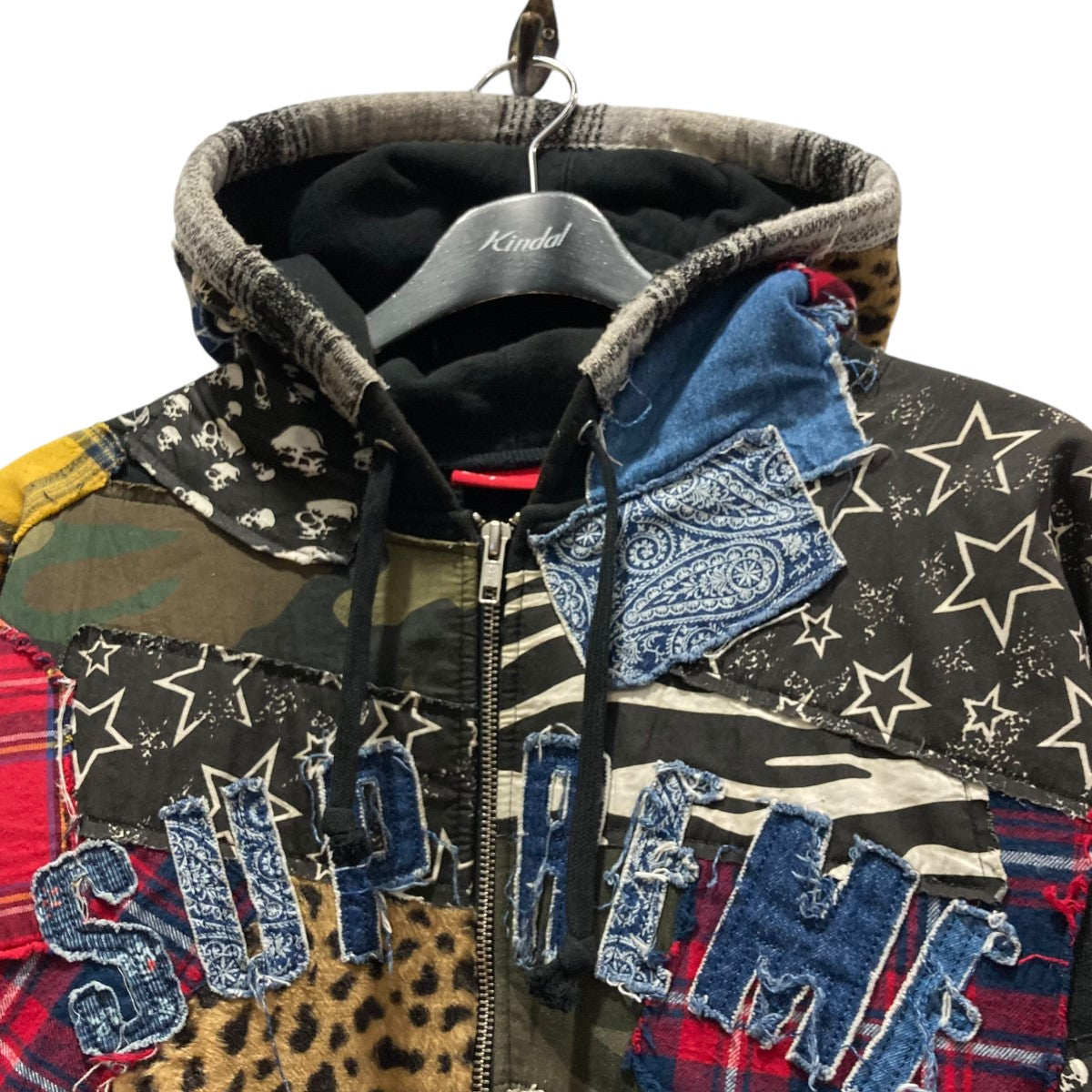 22AWSUPREME Patchwork Zip Up Hooded Sweatshirtパッチワークジップパーカー