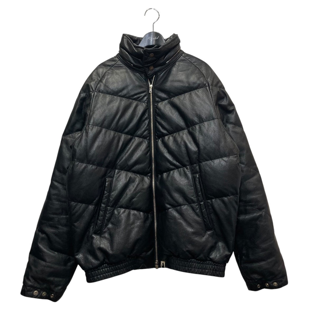 A BATHING APE(アベイシングエイプ) レザーダウンジャケット ブラック  