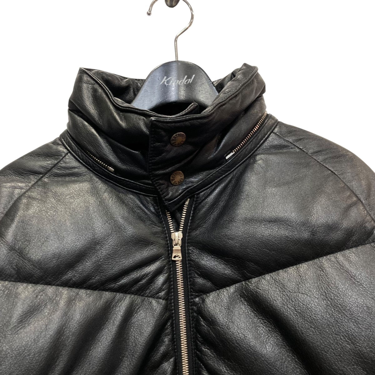 A BATHING APE(アベイシングエイプ) レザーダウンジャケット ブラック 