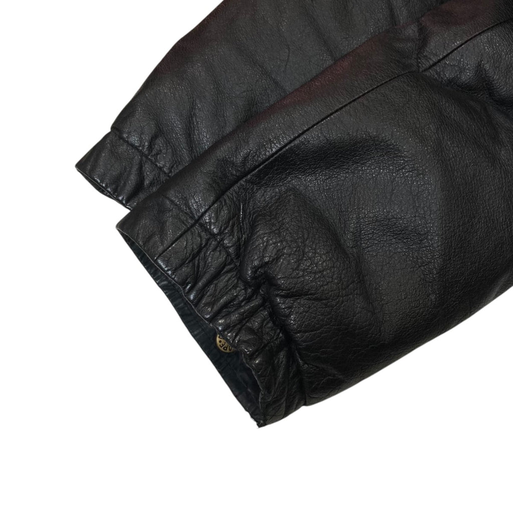 A BATHING APE(アベイシングエイプ) レザーダウンジャケット ブラック 