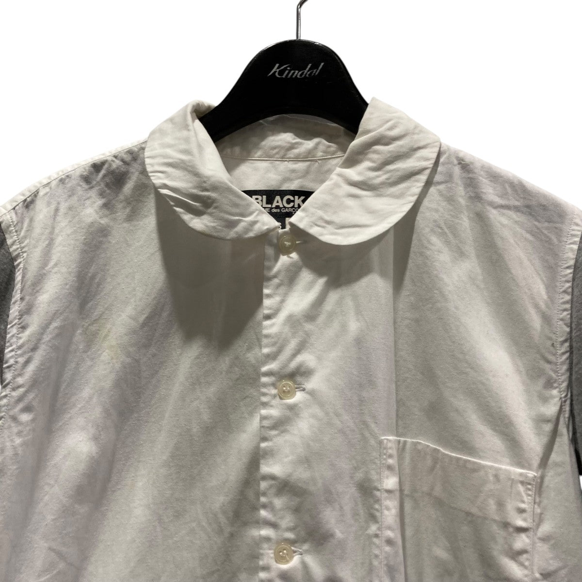 ブラックコムデギャルソンBLACK COMME des GARCONS コットンラウンドカラー長袖シャツ 白S 【レディース】 BLACK COMME des GARCONS（ブラックコムデギャルソン